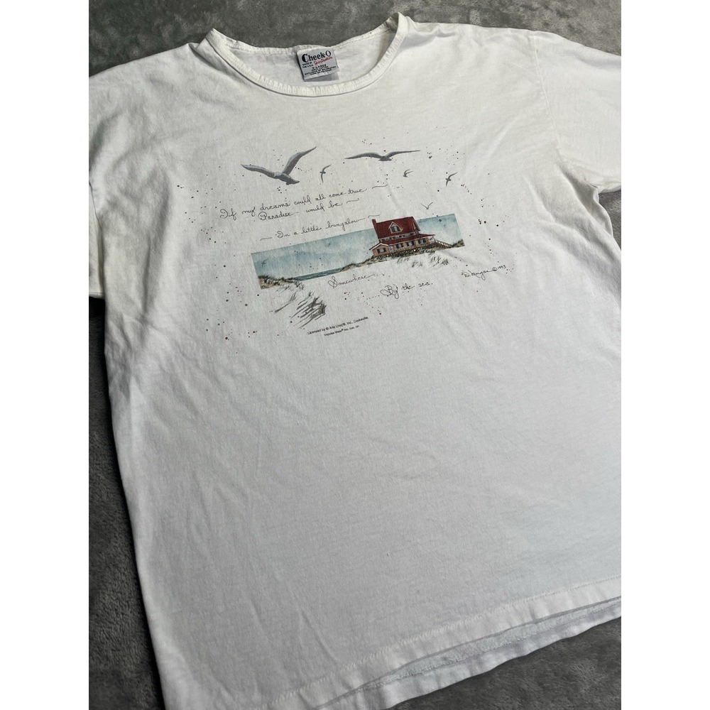 Vintage Bungalow By The Sea 1993 Xl Womens Graphic Logo Short Sleeve Tshirt